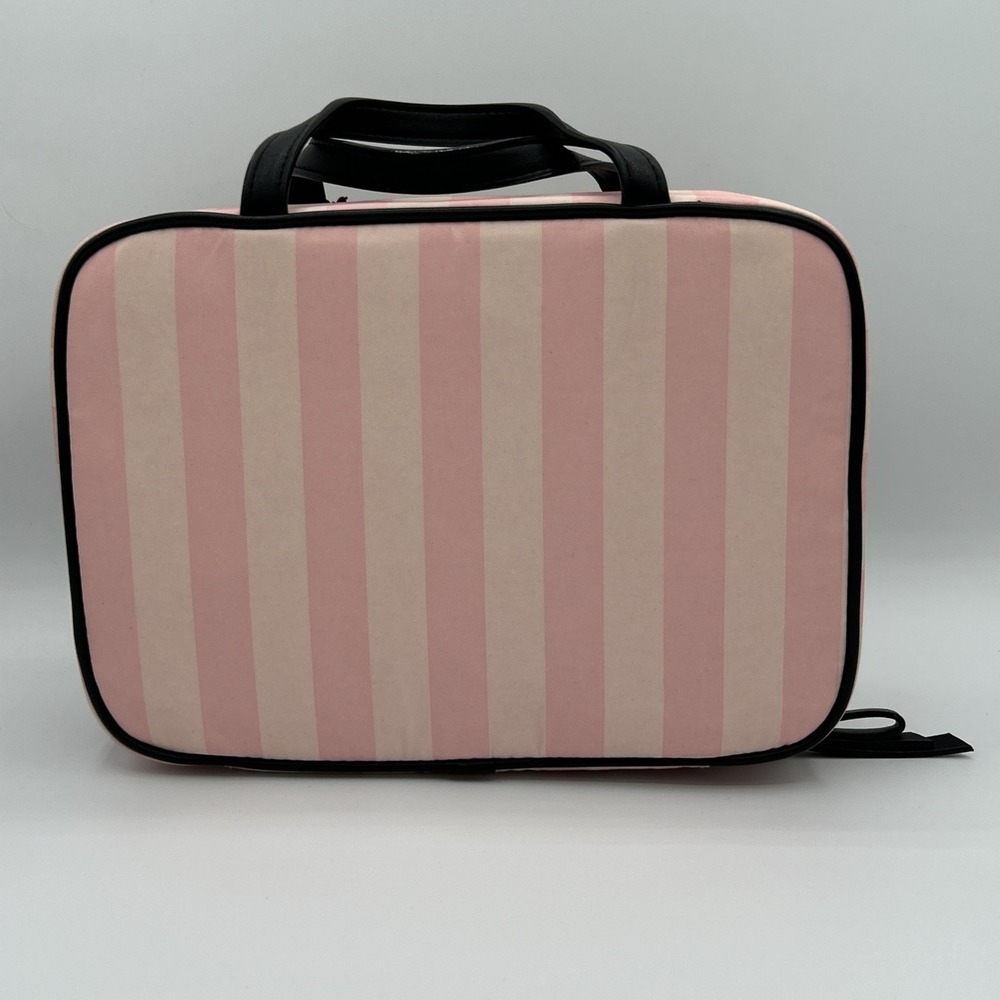 Victoria's Secret Hanging Cosmetics Bag,Heritage Stripes Pink Travel Case NEW - Picture 2 of 15